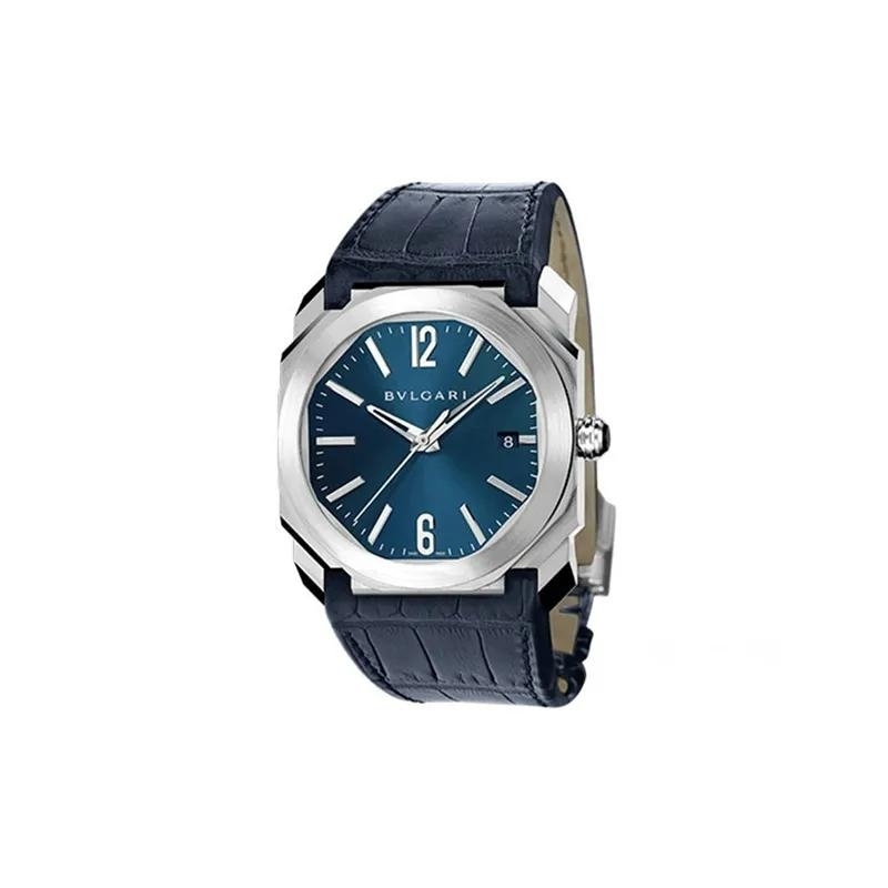 Bulgari Octo Solotempo Man watch steel case blue leather 102429
