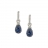Short arrings in white gold, diamonds and blue sapphires
