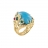 Ring set in yellow gold with turquoise and sapphires, rubies, emeralds and diamonds